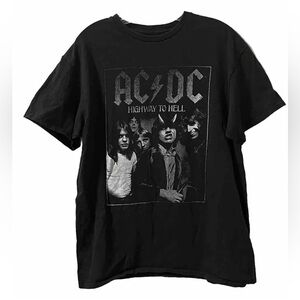 AC/DC Highway to Hell Tour Rock N Roll Band Tee Black T-Shirt Men's Size Medium